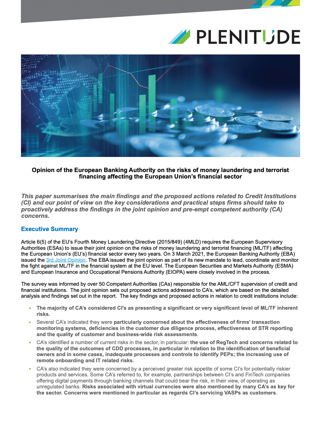 cover page of article on EBA opinion in ML/TF 