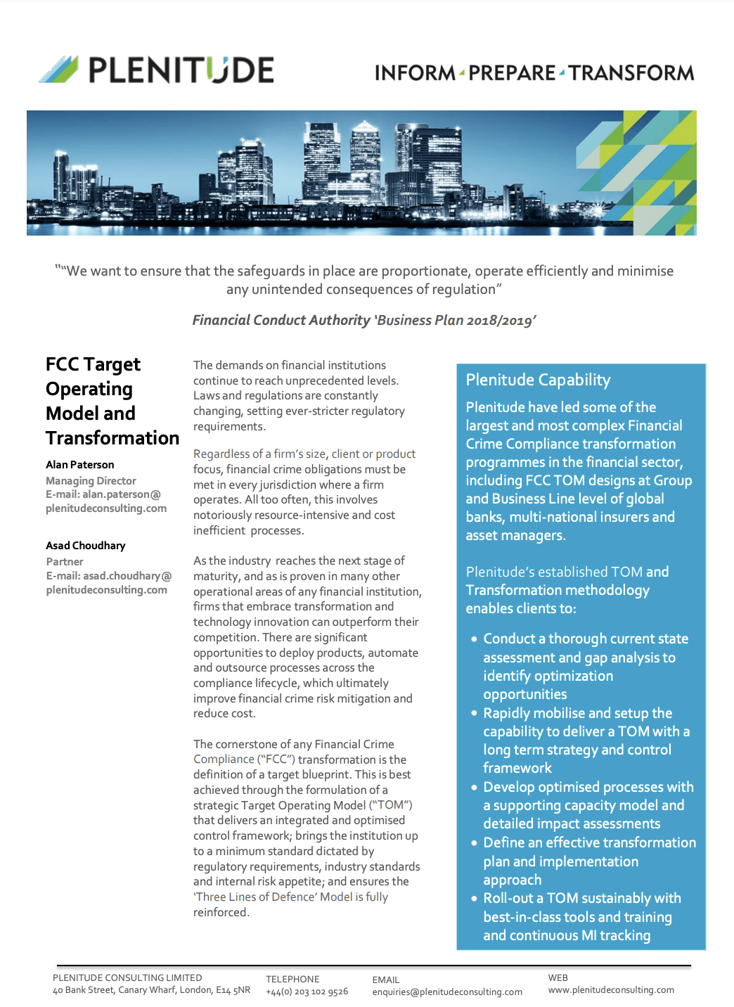 Cover letter of article on compliance