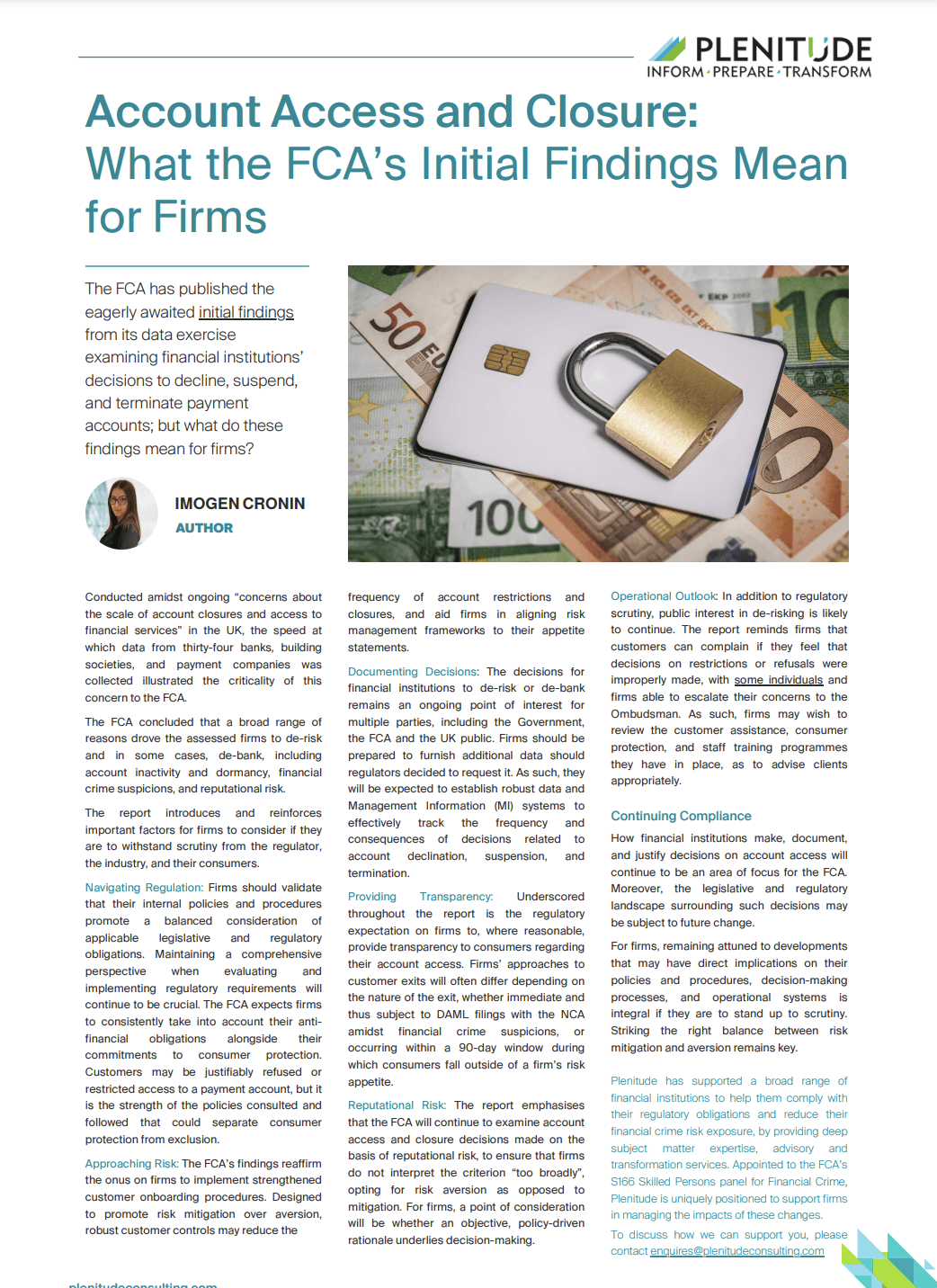 Cover page of article on account closure